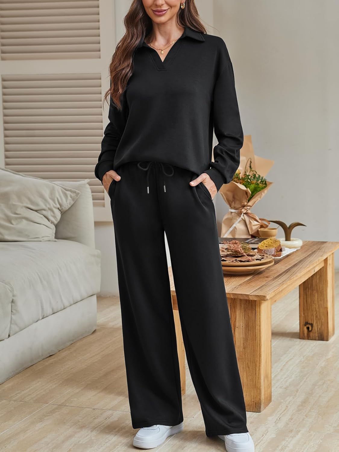 Womens Trendy 2 Piece Outfits Lounge Sets Matching Airport Travel Vacation Sweatshirt Sweatsuits - Image 2