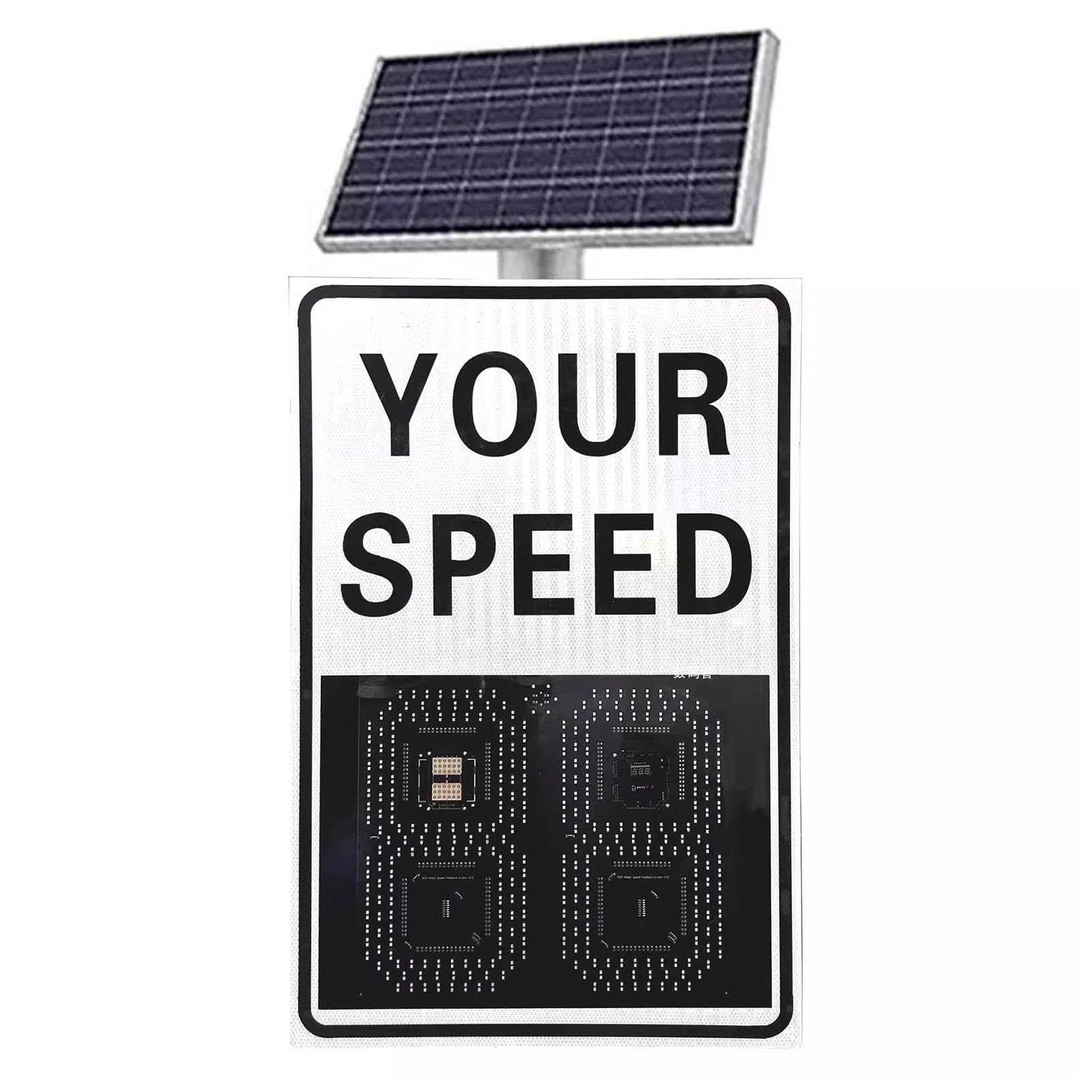 Señal de velocidad de radar solar con impermeabilidad IP56, detección de 200 m, alimentación LED solar para carreteras y carreteras de velocidad limitada, 24 x 35 pulgadas