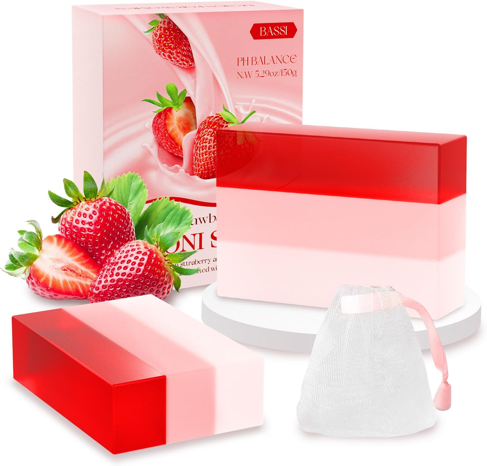 Yoni Soap Bars & Natural Yoni Oil Set, Natural Vaginal Wash for Women Feminine Wash Vaginial Deodorants pH Balance, Eliminates Odor, Feminine Oil 30ml/1 oz, 2 Pcs Vaginal Care Soap (2pcs strawberry)