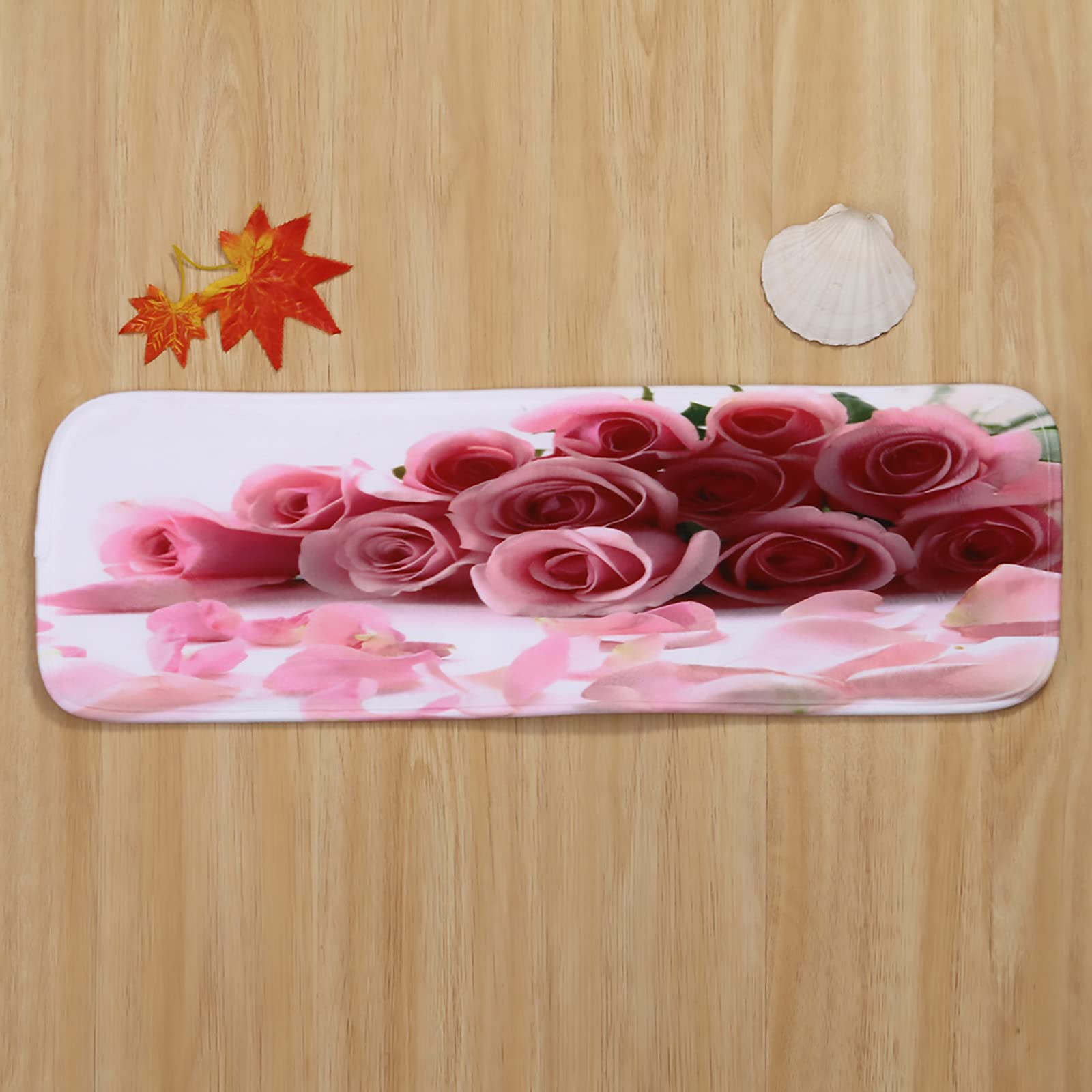 Tappetini per Scale, Tappetini per Scale con Motivo Stampa Rosa Rosa Durevoli Antiscivolo Non Inquinanti per Gradini in Legno Tappeti per Scale per Bambini E Cani 70 X 22 Cm, 1 PZ