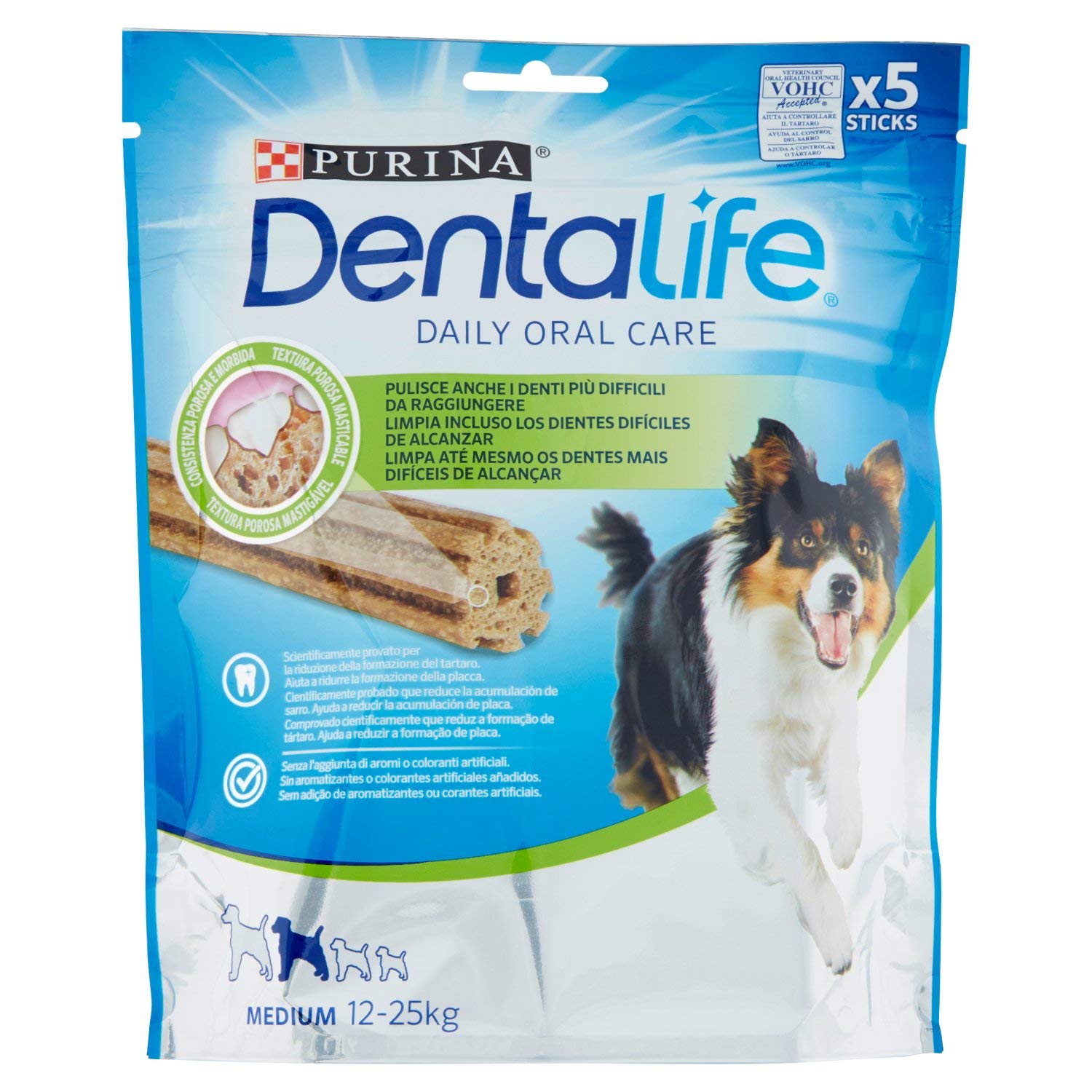 Purina Dentalife Daily Oral Care Medium, Snack Dental, premio para perros medianos , 5 sticks