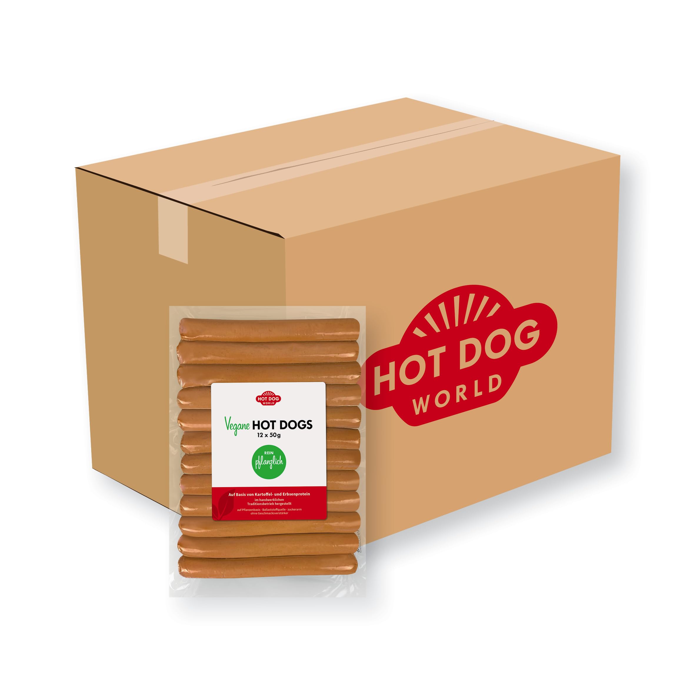 Pflanzliche Premium Hot Dog Würstchen 50 g 144er Pack Vegan Metzgerei-Handwerksqualität