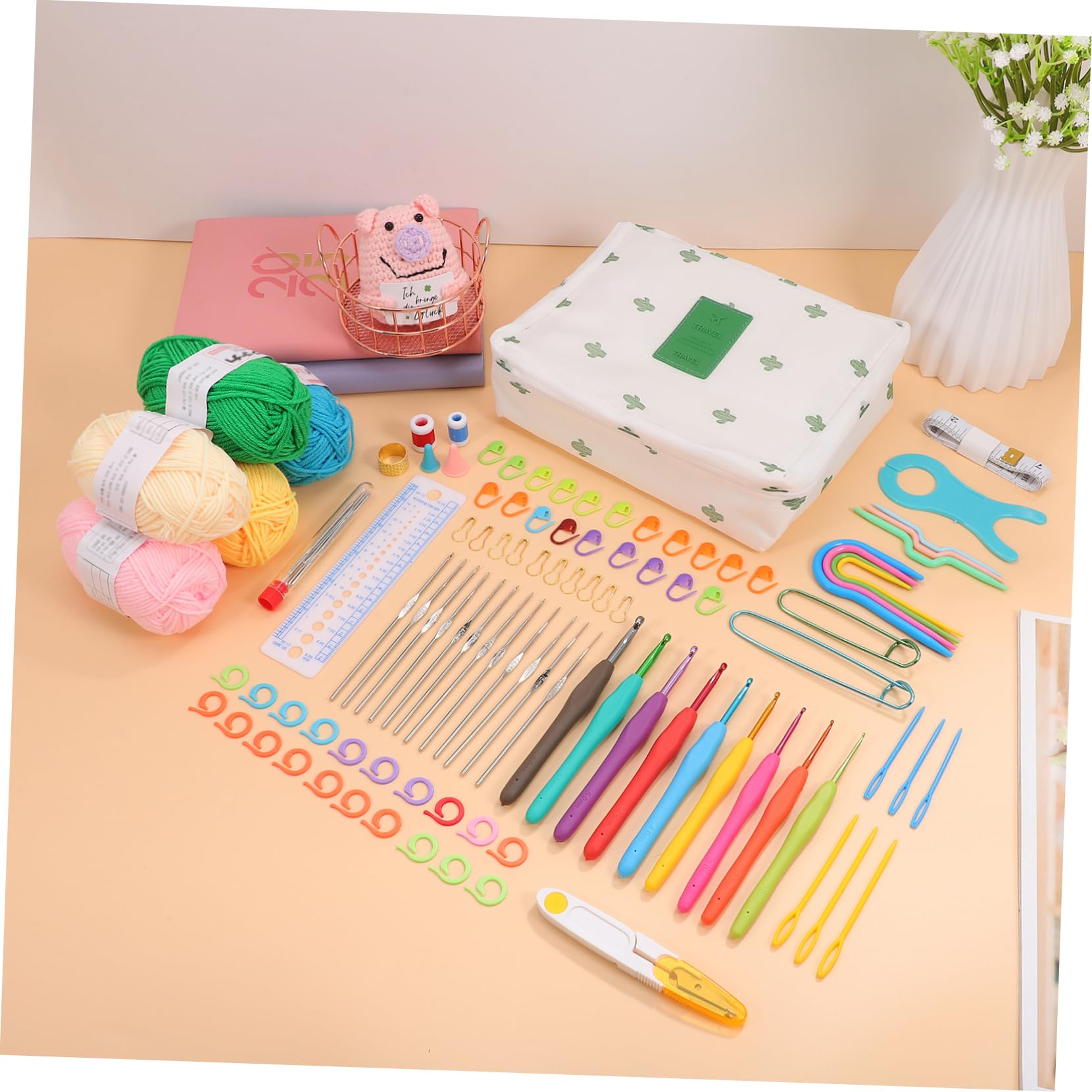 DIYEAH Conjunto de Crochet para Principiantes Kit Hilos de Crochet y Bolsa de Transporte para Manualidades y Proyectos