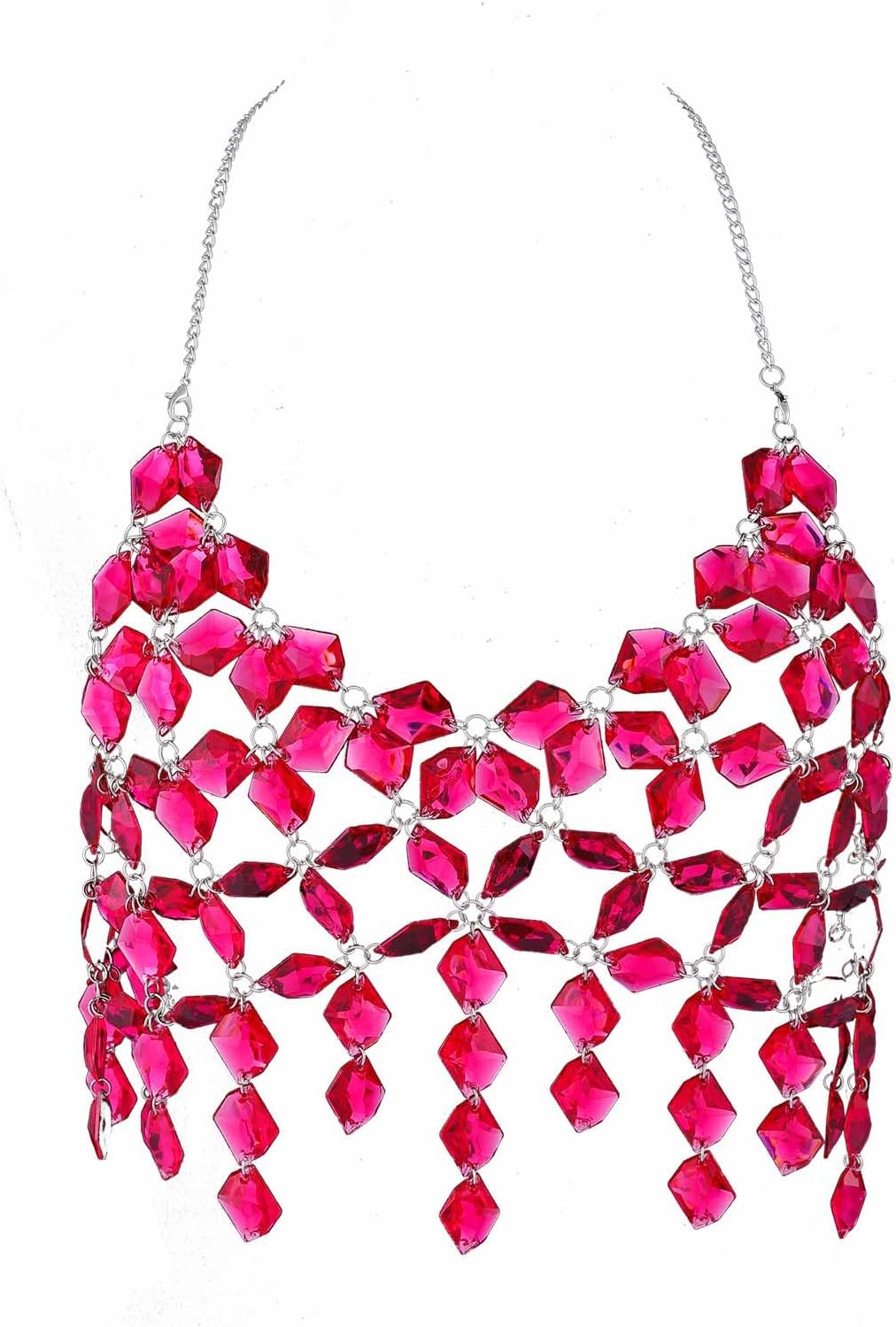 Aksod Body Chain Tops for Women Pink Crystal Body Chain Bra