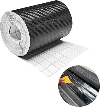 Wevdn 3D Carbon Fiber Vinyl Tape, 3 Inch23ft Carbon Fiber Wrap Auto Door Edge Window Trim Detailing Tape, Anti-Scratch Self Adhesive Auto Door Entry Guards Vinyl Overlay Wrap Roll