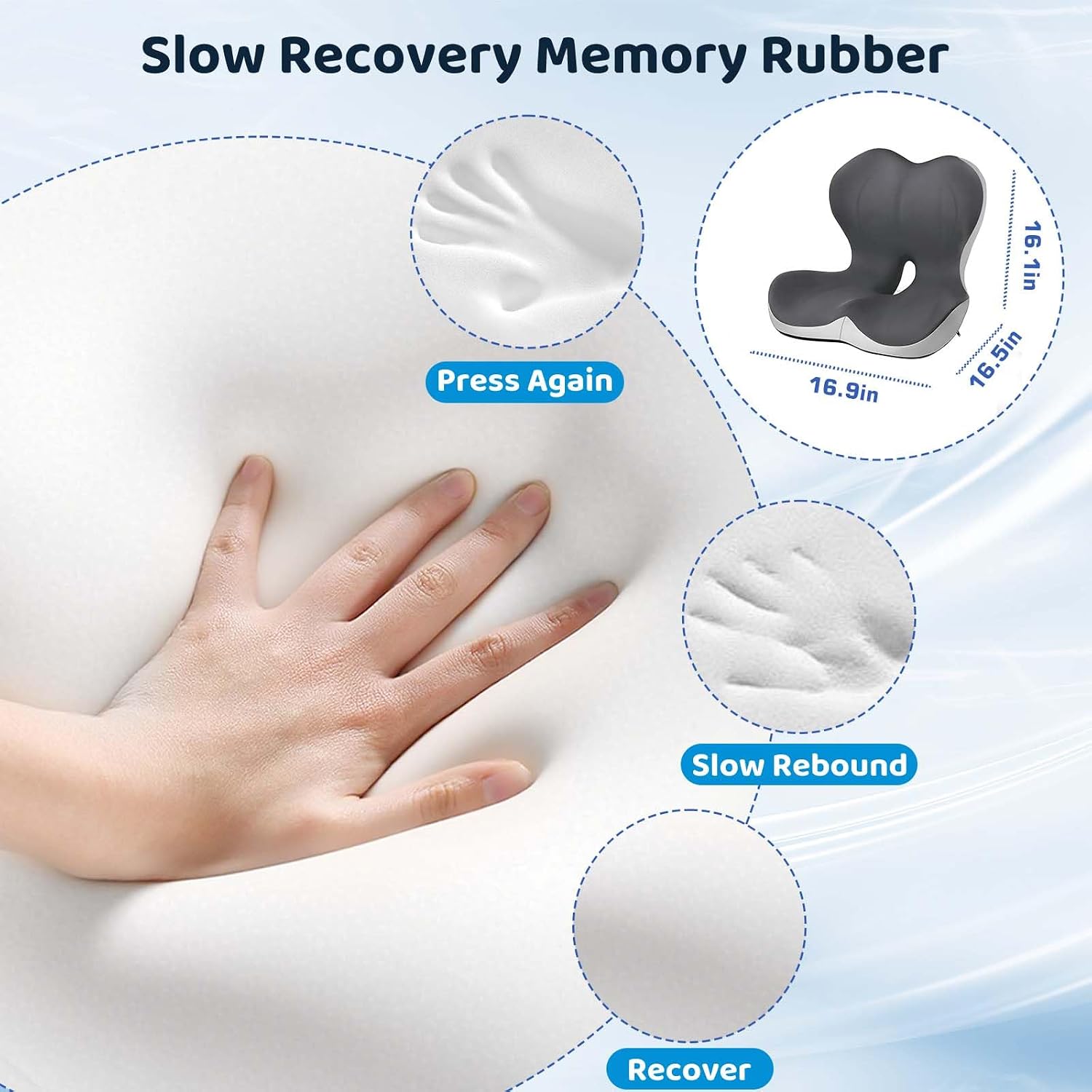 Memory Foma Car Seat Cushion Reducing Sciatica Pressure, Truck Driver Long Sitting Hemorrhoid Pillow, Thick Ergonomic Non Slip Wheelchair Cushions, Comfort Office Home Chair Back Cushion