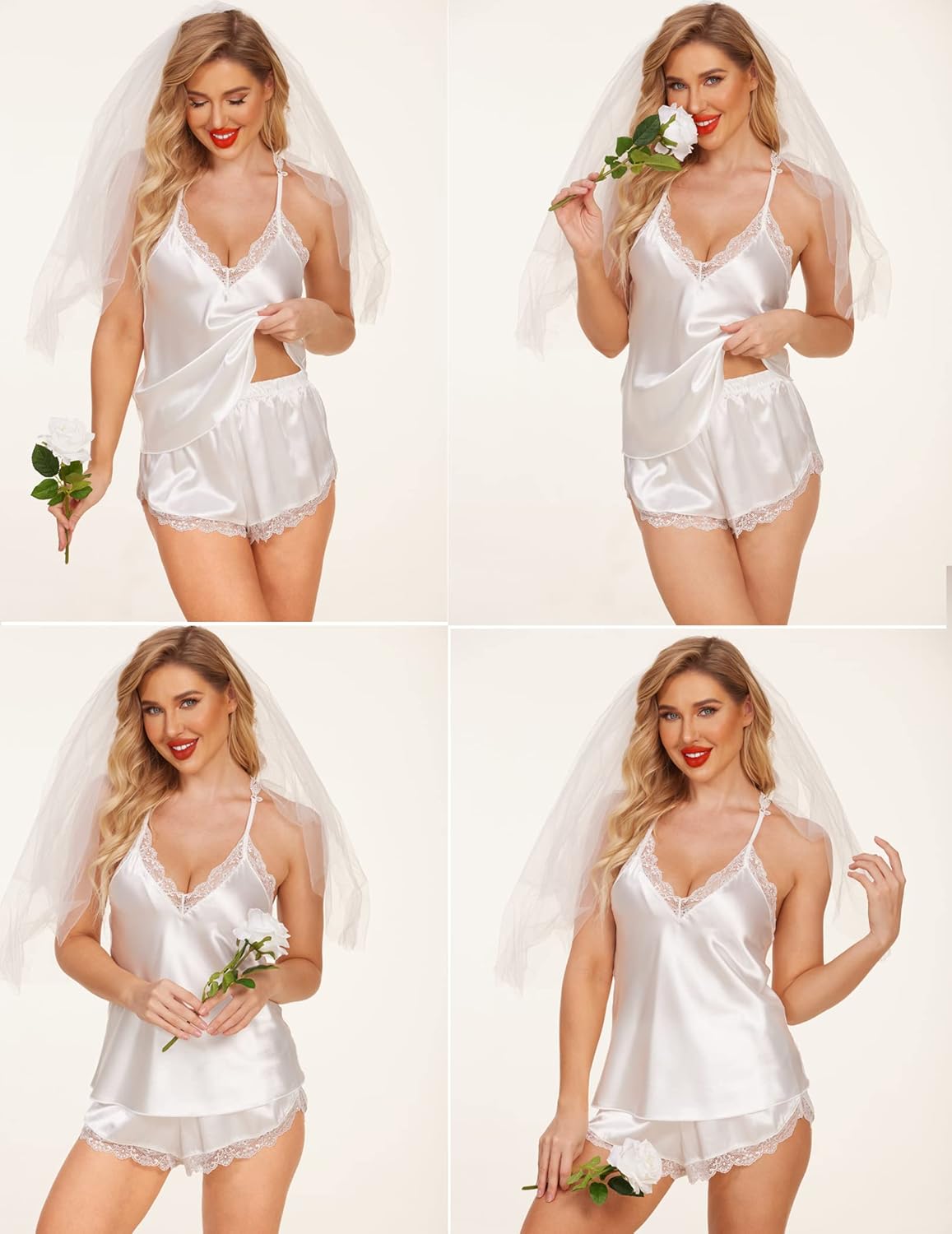 Avidlove Satin Pajamas Set Sleepwear Womens Sexy Lingerie Cami Shorts Set Nightwear S-XXL - Image 2