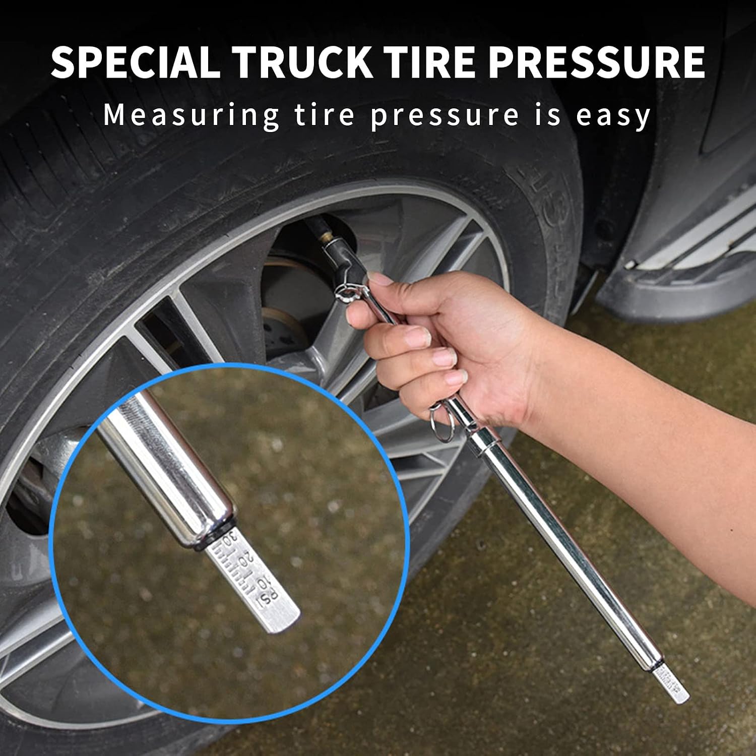 Hoypeyfiy 5 PCS Dual Head Heavy Duty Tire Pressure Gauge AUTO Air Pressure Gauge10-150PSI 100-1000KPa Universal Tire Guage Pressure Reader for Truck Car SUV RV ATV Bike Motorcycle