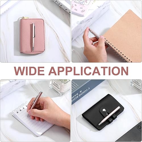 Miniatura 4 de Chinco 16 bolígrafos pequeños de color champán, mini bolígrafos de metal a granel de acero inoxidable con accesorios de cobre para bolsillos,