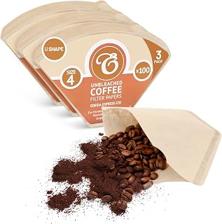 EDESIA ESPRESS - 300 Paper Conical Coffee Filters - Coffee Filter No.4 for Manual Coffee Maker, Pour-Over and Soft Brew - Size 4 Brown