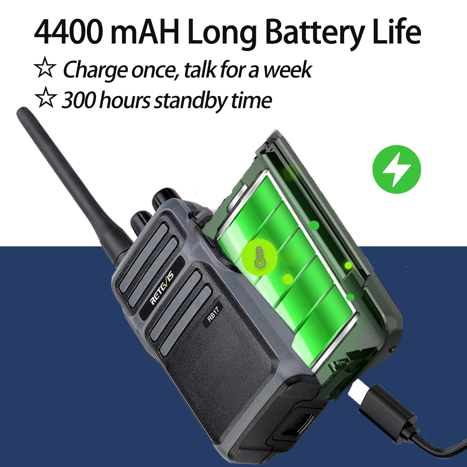 Retevis RB17 2 Way Radio 4400mAh 10 Pack - Dettaglio