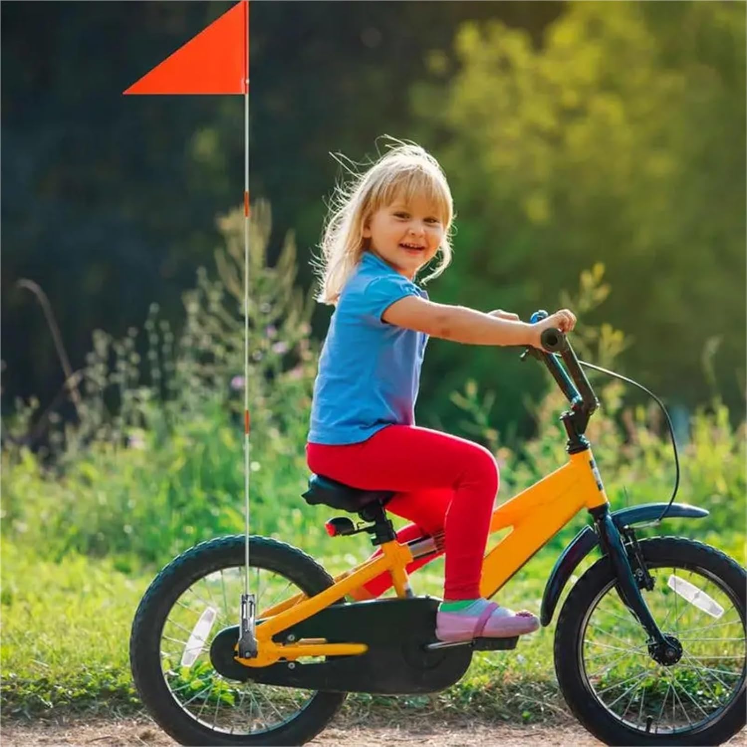 Warning Flag 2/6sets Bike Safety Flags Go Cart Water Resistant With Poles Bike Reusable Safety Flag For UTV Trailer Kayaking For Bicycles Trailers Wheelchairs(6sets)