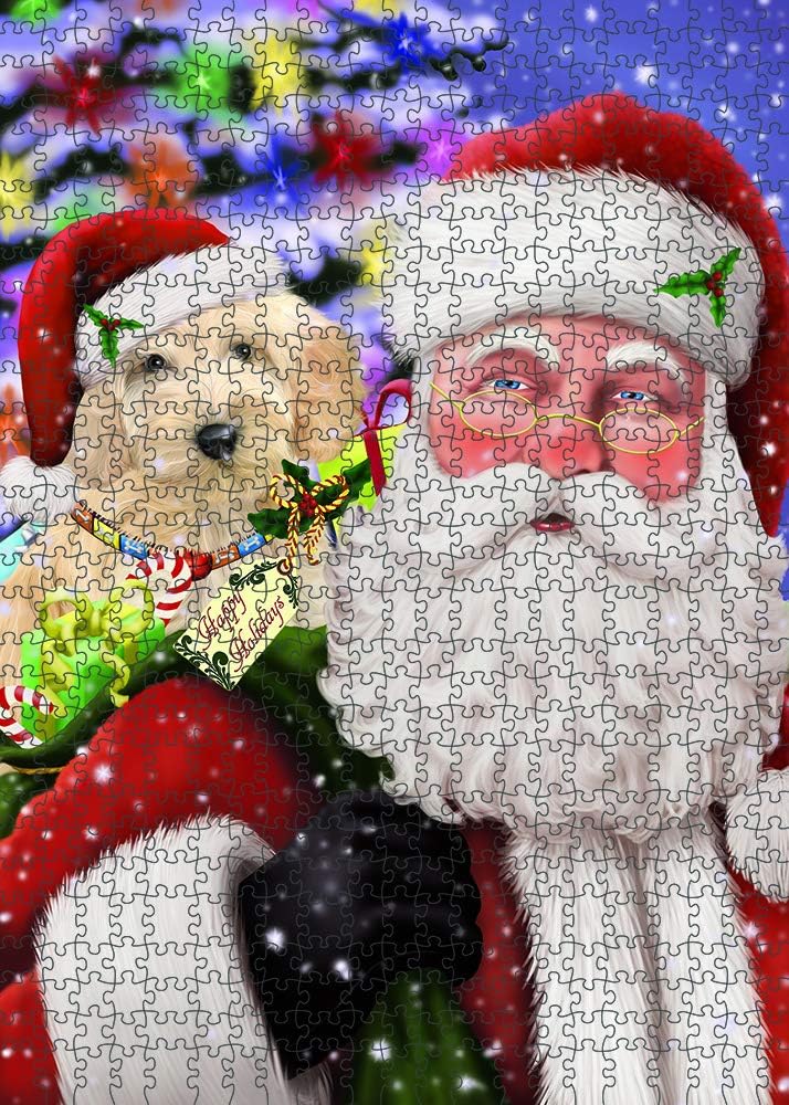 Christmas Santa with Presents and Cockapoo Dog Jigsaw Puzzle for Adults - Animal Printed Interlocking Puzzle Game Artwork - Gift for Dog Lover's -1000 Pcs 29.5"x19.7", PZLE56395