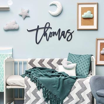 TER Personalized Custom Wooden Name Sign -custom wood name sign nursery - Painted Wood LetNursery Decor - Wall Art for Girl or Boy Room (40 cm width)