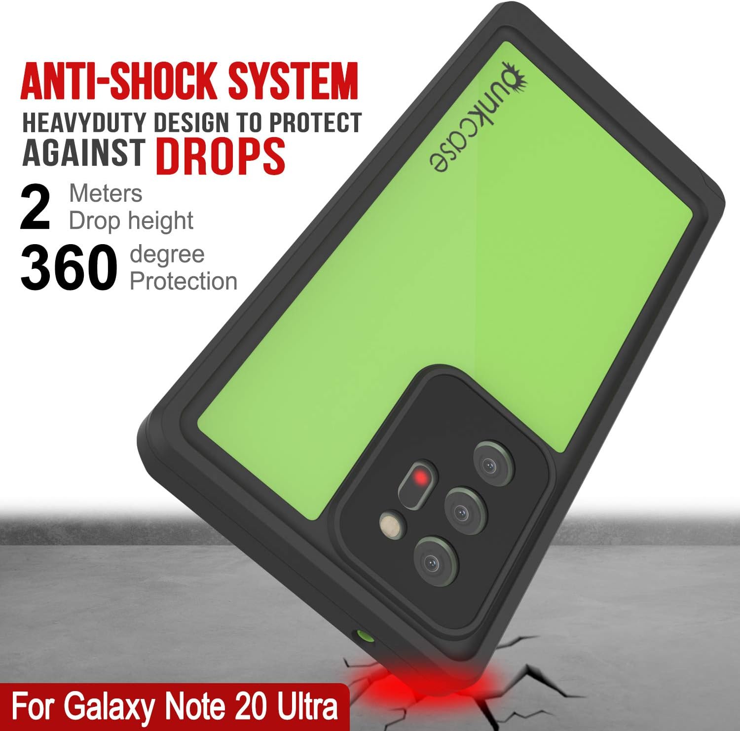 Punkcase Note 20 Ultra Waterproof Case [StudStar Series] [Slim Fit] [IP68 Certified] [Shockproof] [Dirtproof] [Snowproof] Armor Cover for Samsung Galaxy Note20 Ultra (6.9") (2020) [Green]