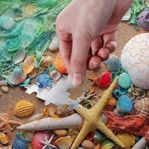 Miniatura 4 de Sea Creatures Shells Jigsaw Puzzles 500 Pieces for Adults,Learning Educational Puzzles,Difficult and Challenge Families Toys with Mesh Storage Bag
