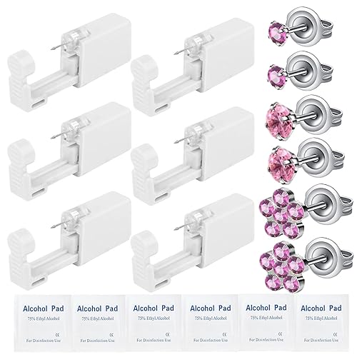 Kit de 6 peras para orejas, kit de perforación de oreja desechable, kit de pistola perforadora de oreja, limpiador corporal Pearson para hombres y