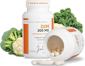 DIM Estrogen Supplement for Women - Hormone Balance & Harmony Support for Menopause, PCOS & Hormonal Acne with Antioxidant Properties - 200 Mg, 60 Count Pack of 1
