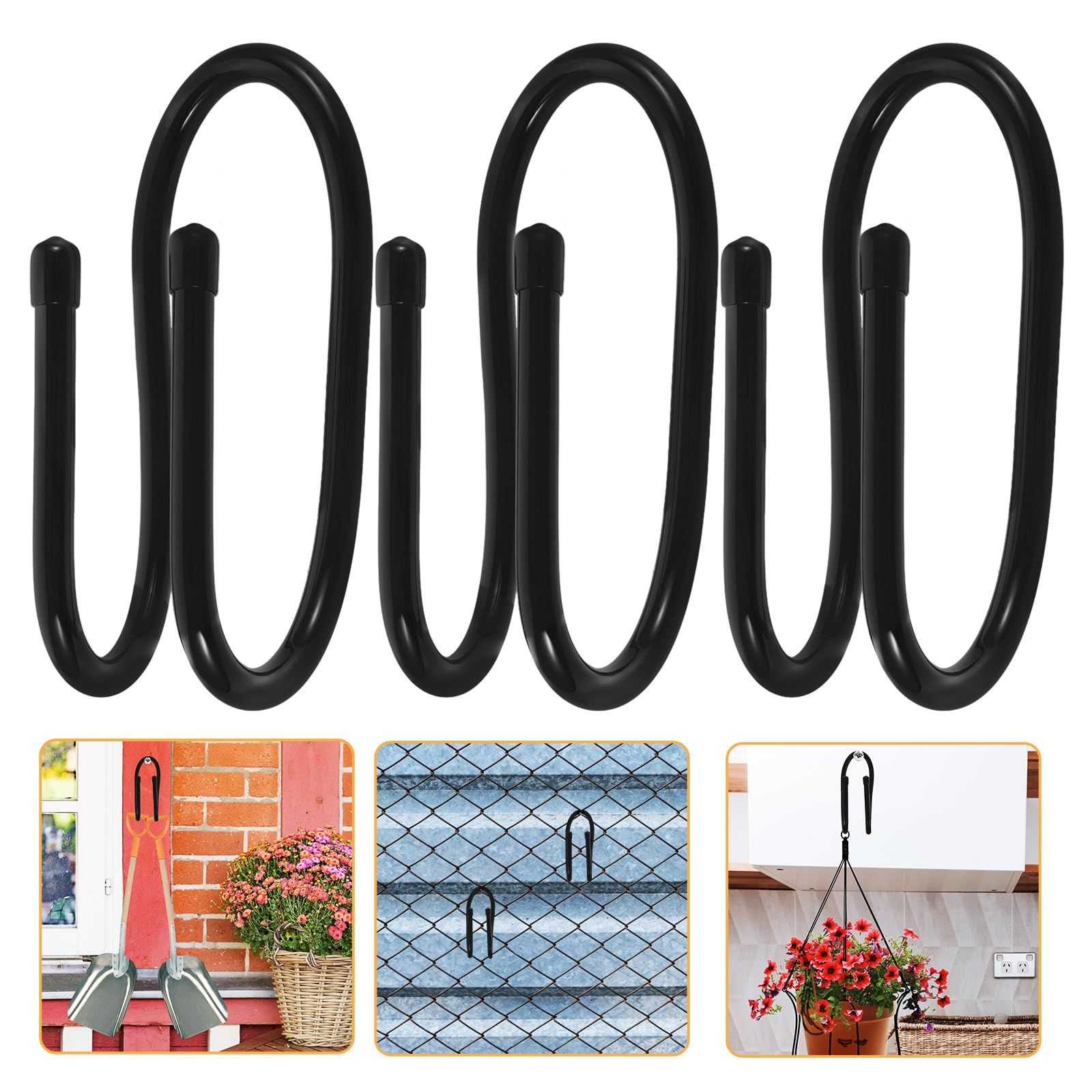 VALICLUD Lot de 6 Crochets pour Clôture en Plastique Noir, Support Résistant pour Accessoires de Piscine et Outils, pour Piscines et Jardins, Gain de Place Assuré