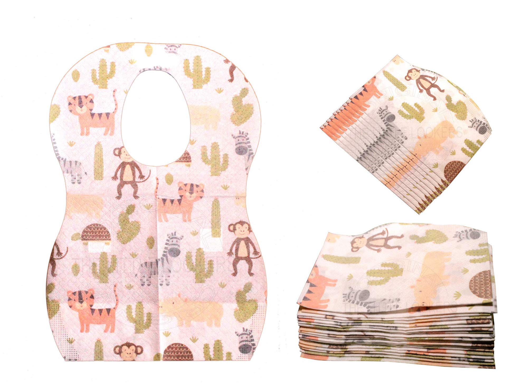 THE LITTLE LOOKERS Disposable/Use & Throw Baby Bibs/Apron for Feeding/Burp/Drool | Stick on Tape Closure | Travel & Eco-Friendly Baby Bibs for Newborns/Infants/Toddlers (Multi -Pack of 30)