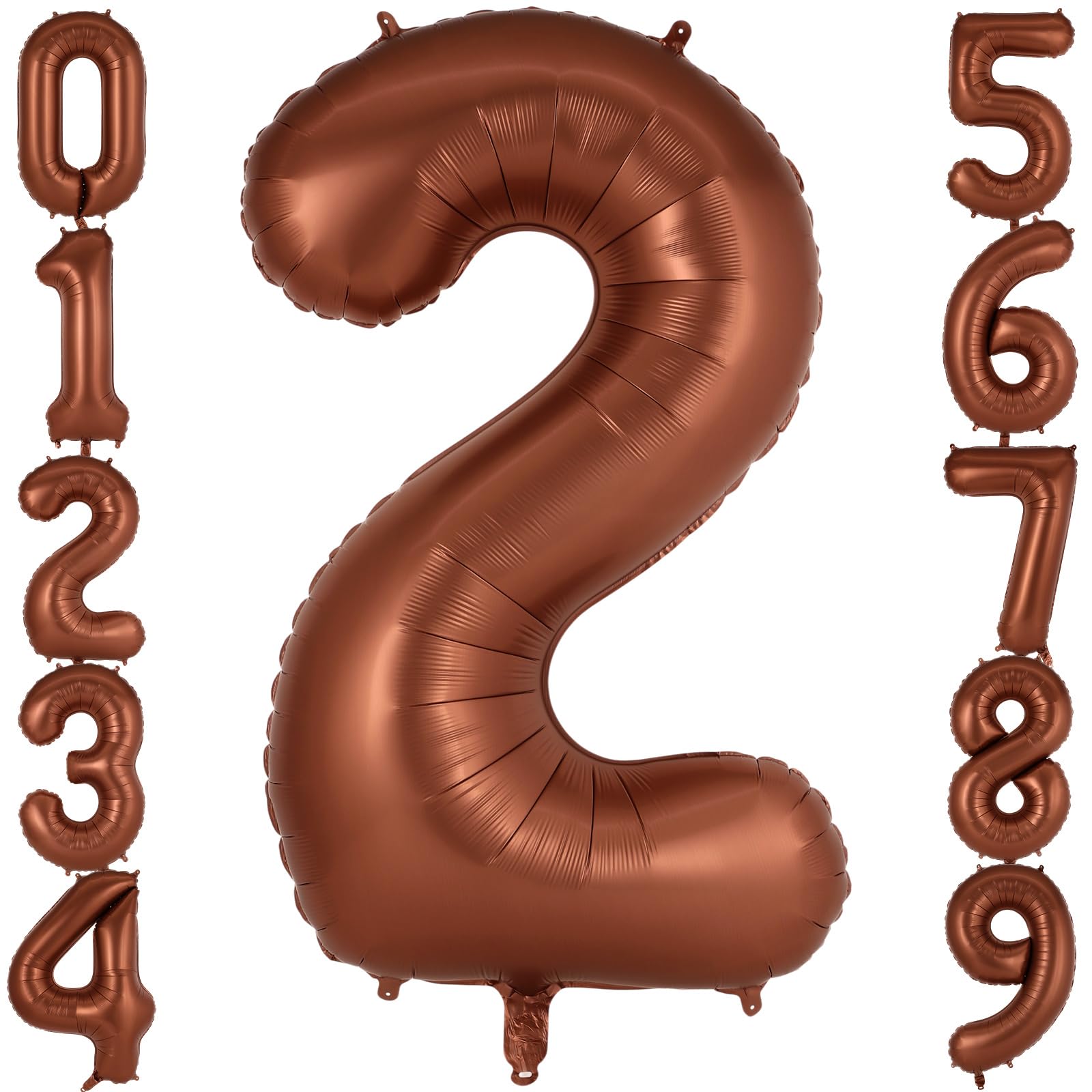 Brown Number 2 Balloons, 40 Inch Giant Foil Coffee Number 2 Balloon, Brown 2nd Birthday Balloons for Birthday Party Anniversary Baby Shower Decorations (Number 2)