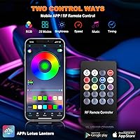 Vista 4 de Tira de luces LED para automóvil, Kits de iluminación ambiental interior USB con control remoto inalámbrico por app y RF, luces de decoración