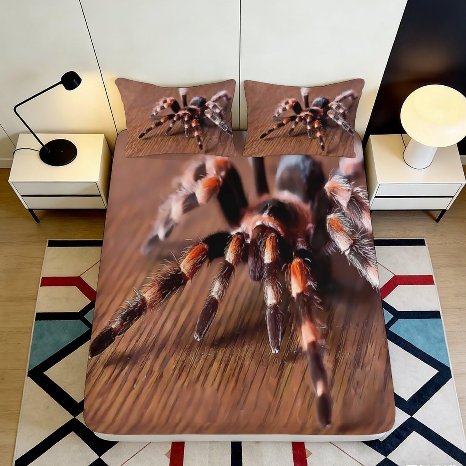Jqzkxnhpbr Style-9 3D Printed Realistic Tarantula Fitted Sheet Microfiber Brown Spider Bed Cover For Bedroom Dorm Mattress Protection Decor 90X200x25cm