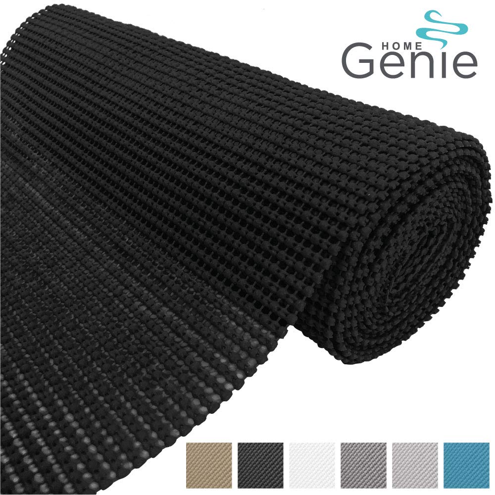 HOME GENIEShelf Drawer and Cabinet Liner, Durable with Strong Grip, 17.5 in x 10 FT, Non Adhesive Liners Protect Kitchen Cabinets and Cupboard, Bathroom Drawers and Shelves, Desks, Pitch Black