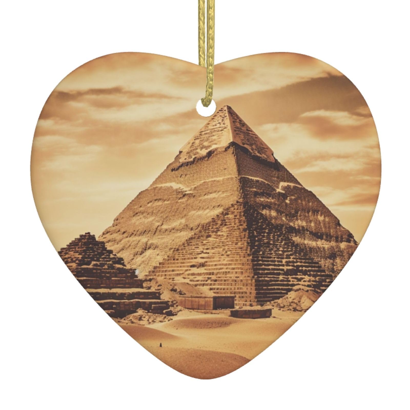 Fodpand Women's White Vintage Great Egyptian Pyramid Christmas Ornaments 2025, Gift Exchange For Men, Collectible Ceramic Ornament Heart Hanging Ornaments For Christmas Tree Decoration