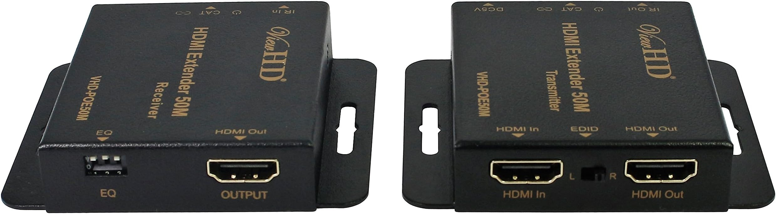 ViewHD Advanced Low Profile HDMI Extender Over 50M / 164ft Single Ethernet Cable with Local Loop | IR Extender | Power Over Ethernet POE Features | Model: VHD-POE50M