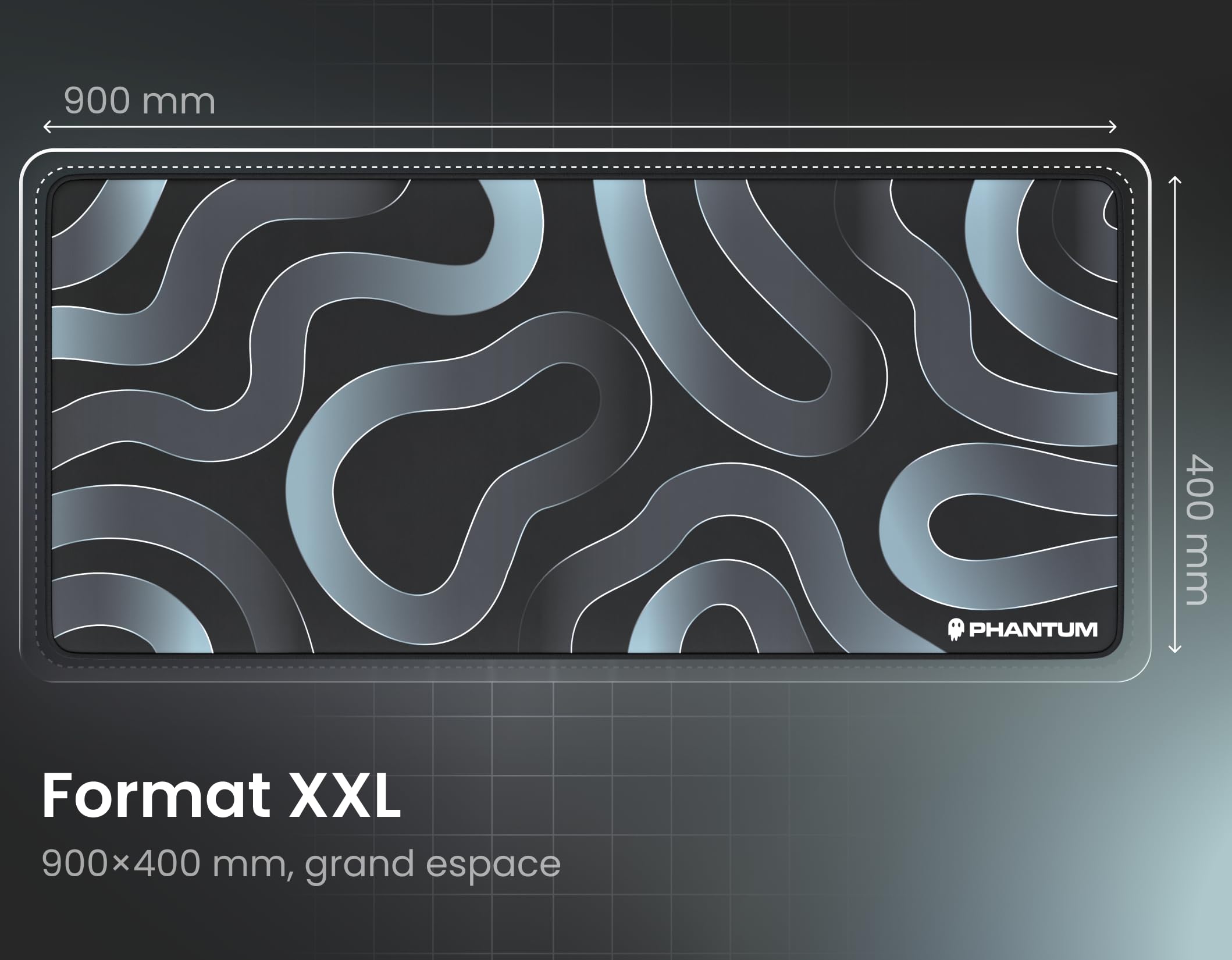 Phantum Strata - Tapis de Souris Gaming XXL 900x400 mm - Surface en Microfibre Hydrophobe Haute Performance - Base Caoutchouc Antidérapante - Soft Speed & Contrôle Précis (Obsidian)