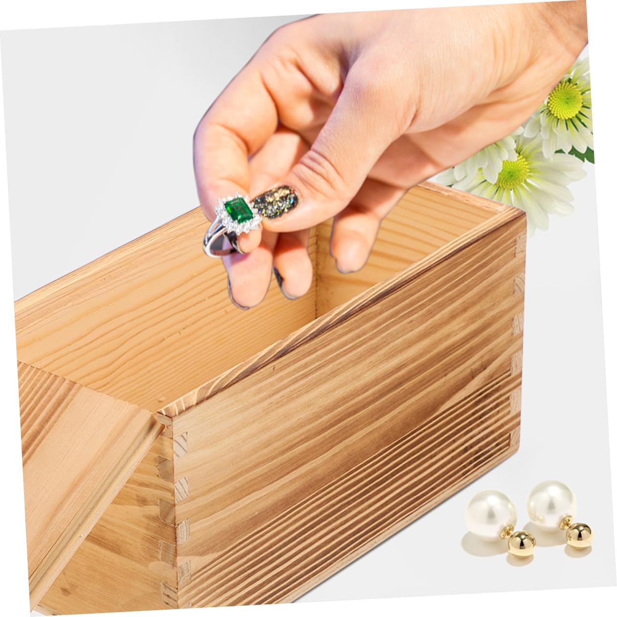 Gatuida 2 piezas Caja de Almacenamiento de Madera con Tapa Deslizante para Joyas y Objetos Organizador de Escritorio Retro y Práctico