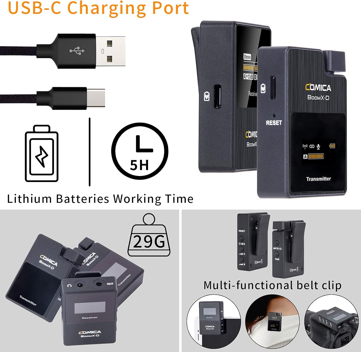 USB-C Charging Port for COMICA BoomX-D D2