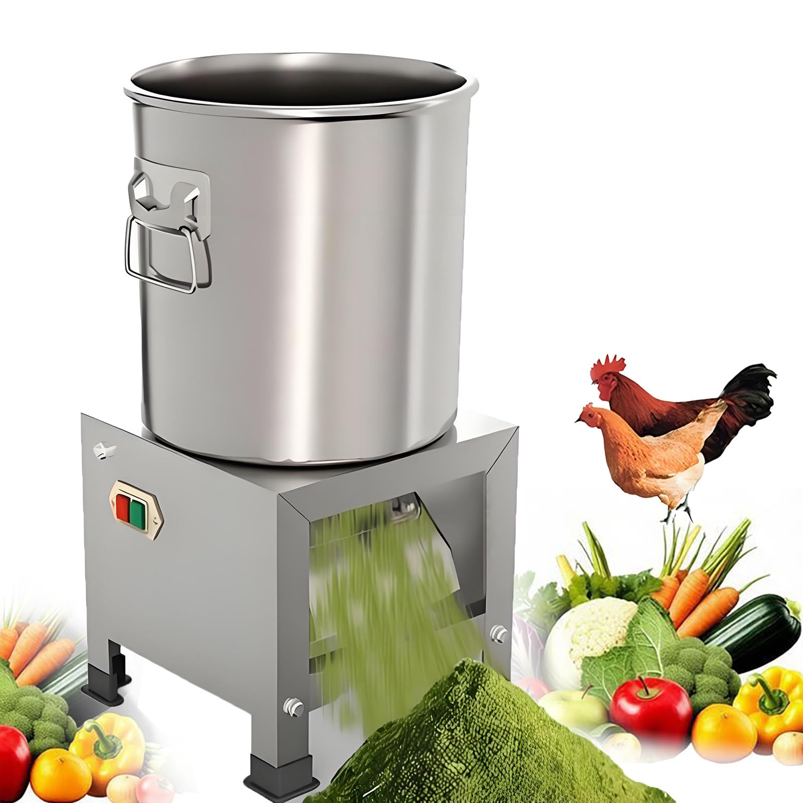 Cortadora Eléctrica Comercial de Verduras, Picadora y Trituradora Multiusos para Forraje de Aves y Ganado, 1800 RPM, para Procesamiento de Alimento para Aves 1200W