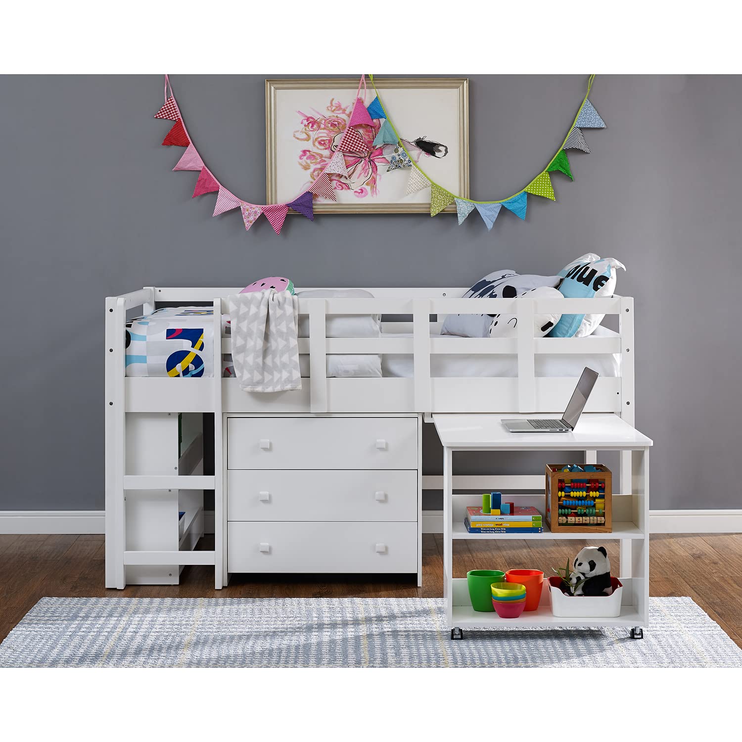 Buy Twin Size Loft Bed with Desk Low Study Kids Twin Loft Bed with Desk