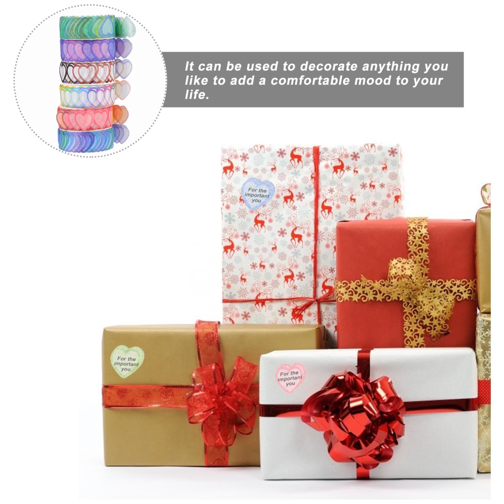 STOBOK 18 Nastro Washi Decorativo Forma Di Cuore Adesivi Per Scrapbooking e Fai Da Te Per Occasioni Speciali e Decorazioni Di