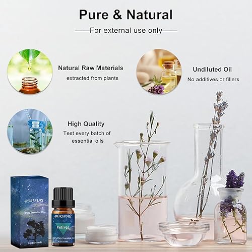 Miniatura 3 de BURIBURI - Aceite esencial de vetiver orgánico para difusor, piel, fabricación de velas y perfume de jabón - 100% puro, no diluido, natural, aceites