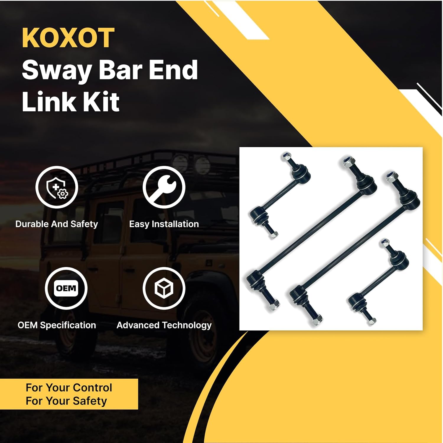 4pcs Front & Rear Sway Bar End Links Fit for Ford Flex/Taurus/Police Interceptor Sedan/Special Service Police Sedan 2010-2018 / for Lincoln MKS MKT 2010-2018 | K750388 K750389 K750393 K750394
