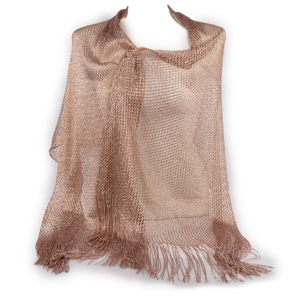 Stola donna cerimonia coprispalle a rete elegante con frange sciarpa foulard fular scialle grande lurex da matrimonio per abito sera x giorno ragazza signora primavera estate 2026