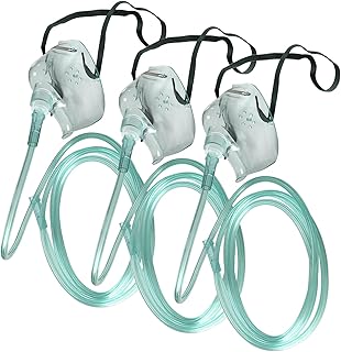 3 Pack Oxygen Mask for Face Adult with 7 Ft Tube, Oxygen Mask with Adjustable Elastic Strap - Adult Standard L