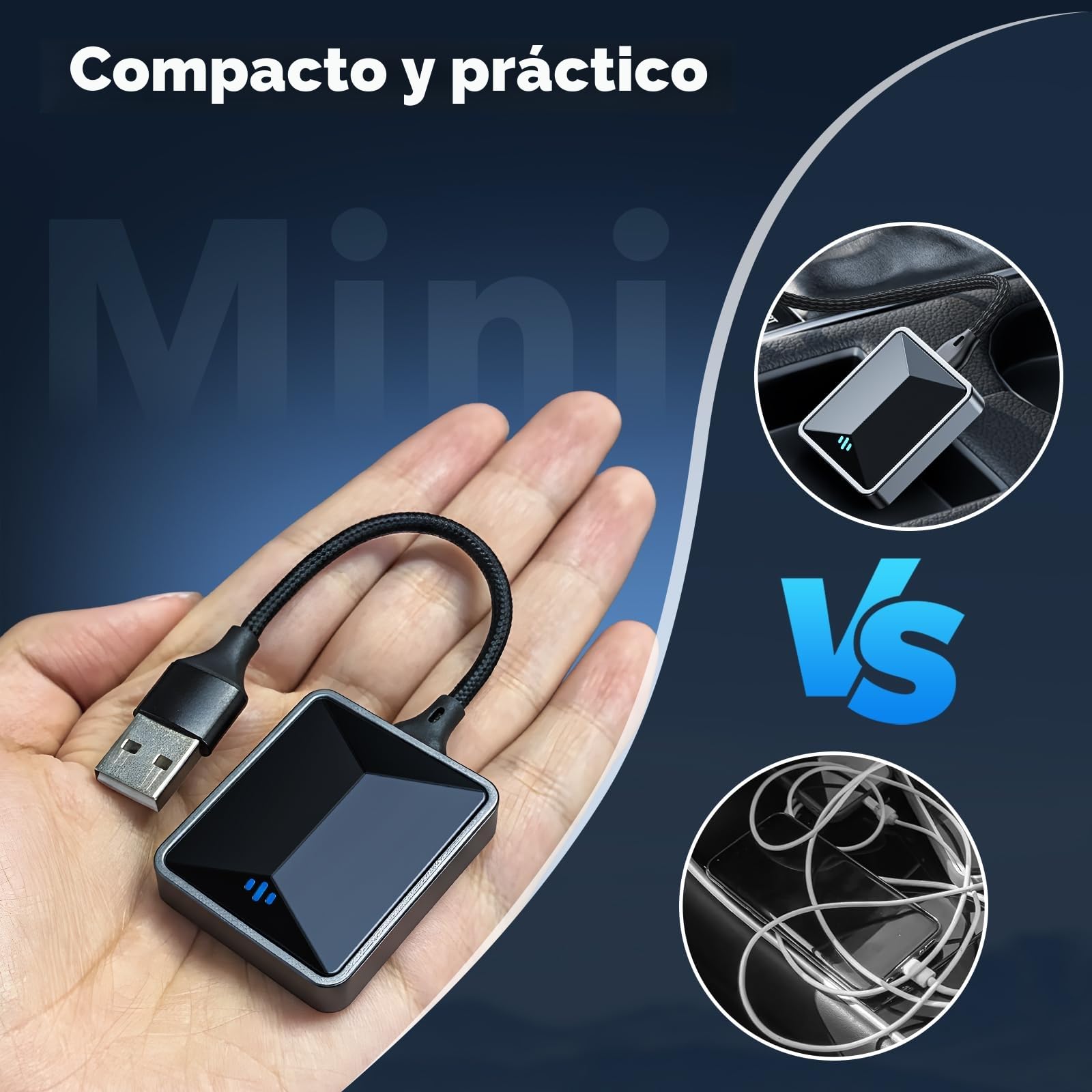 LAMTTO Adaptador CarPlay Inalámbrico 2 en 1,Convertir CarPlay/Android Auto Cable a Sin Cables,Bluetooth 5.3+5.8GHz WiFi,Plug y Play para iPhone iOS 11+/Android 11+ con Seat/Renault/Peugeot/VW 2016+