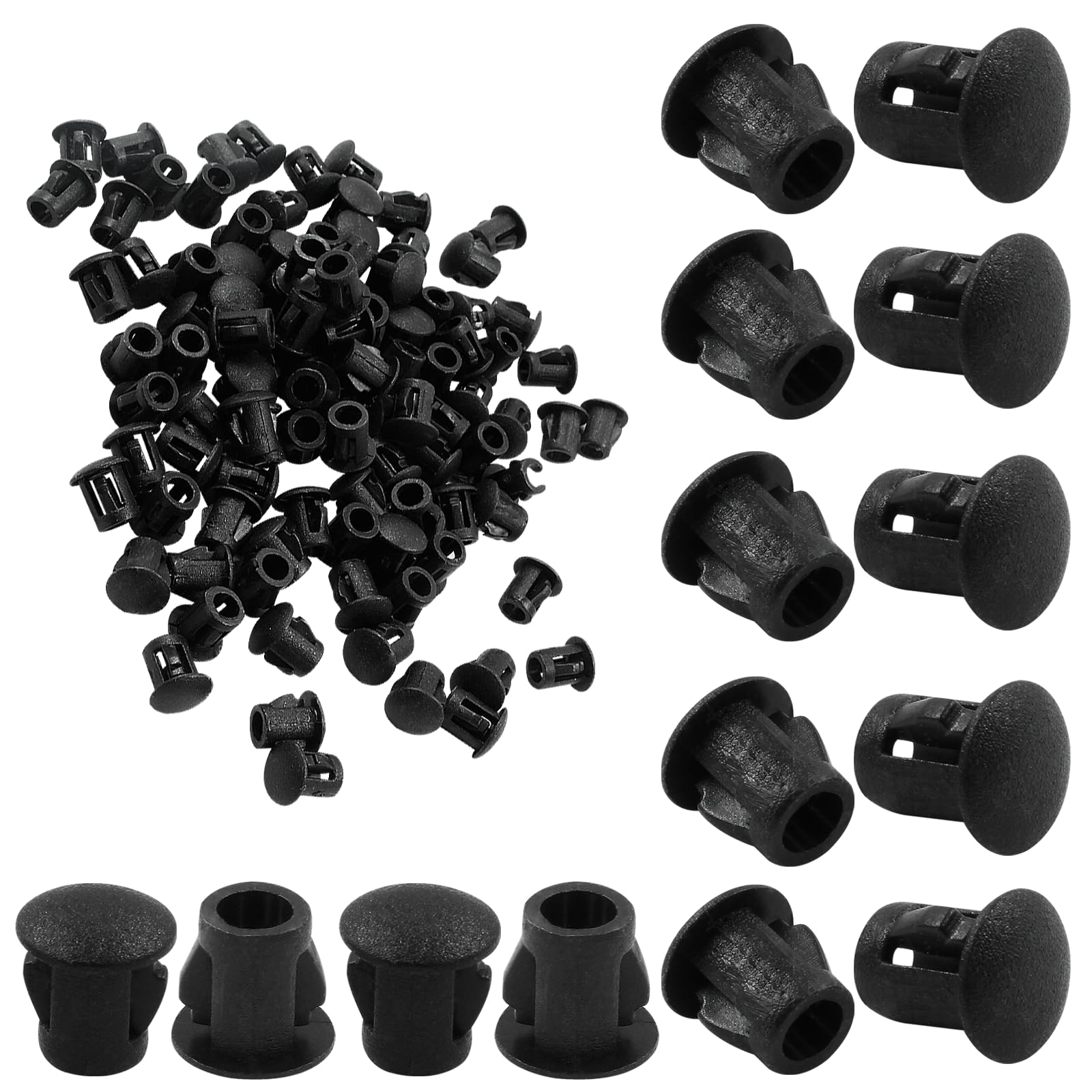 Litoexpe 100pcs Black Hole Plugs, Nylon Plastic Screw Hole