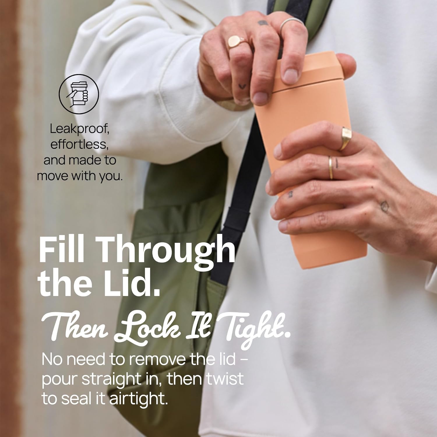 TOPL To Go Coffee Cup – Insulated Travel Coffee Mug with 360° Leak‑Safe Lid, Stainless Steel Coffee Tumbler for Hot/Cold, Spill‑Resistant, BPA‑Free - Peach, 16 oz - Image 5