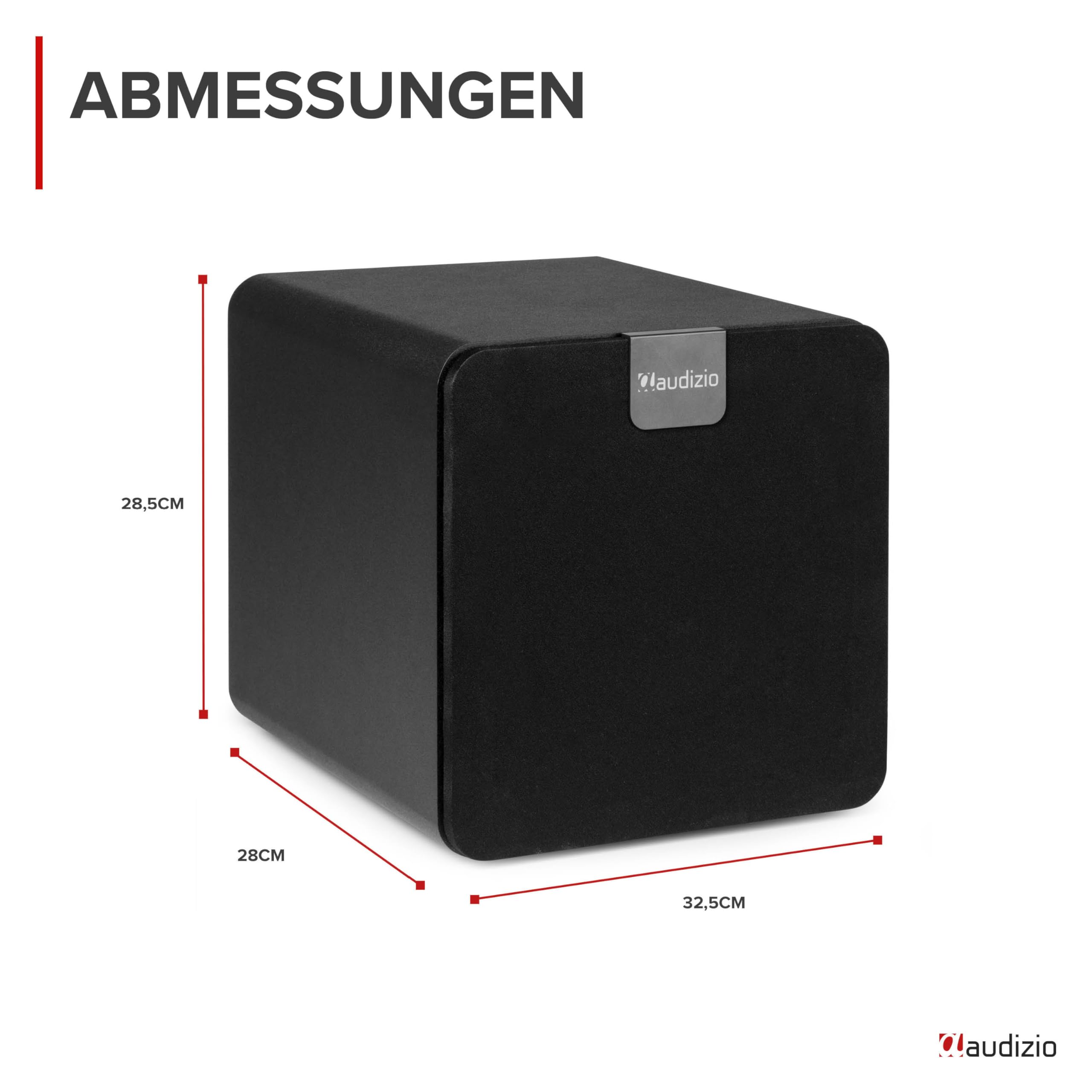 Audizio SW80D Subwoofer Aktiv - 160 Watt - 8 Zoll, Leistungsstarker Aktiv Subwoofer Heimkino - Für Klare Bässe, Eingebauten Class-D-Verstärker, Beeindrückende Audiowiedergabe von 60 Hz bis 250 Hz