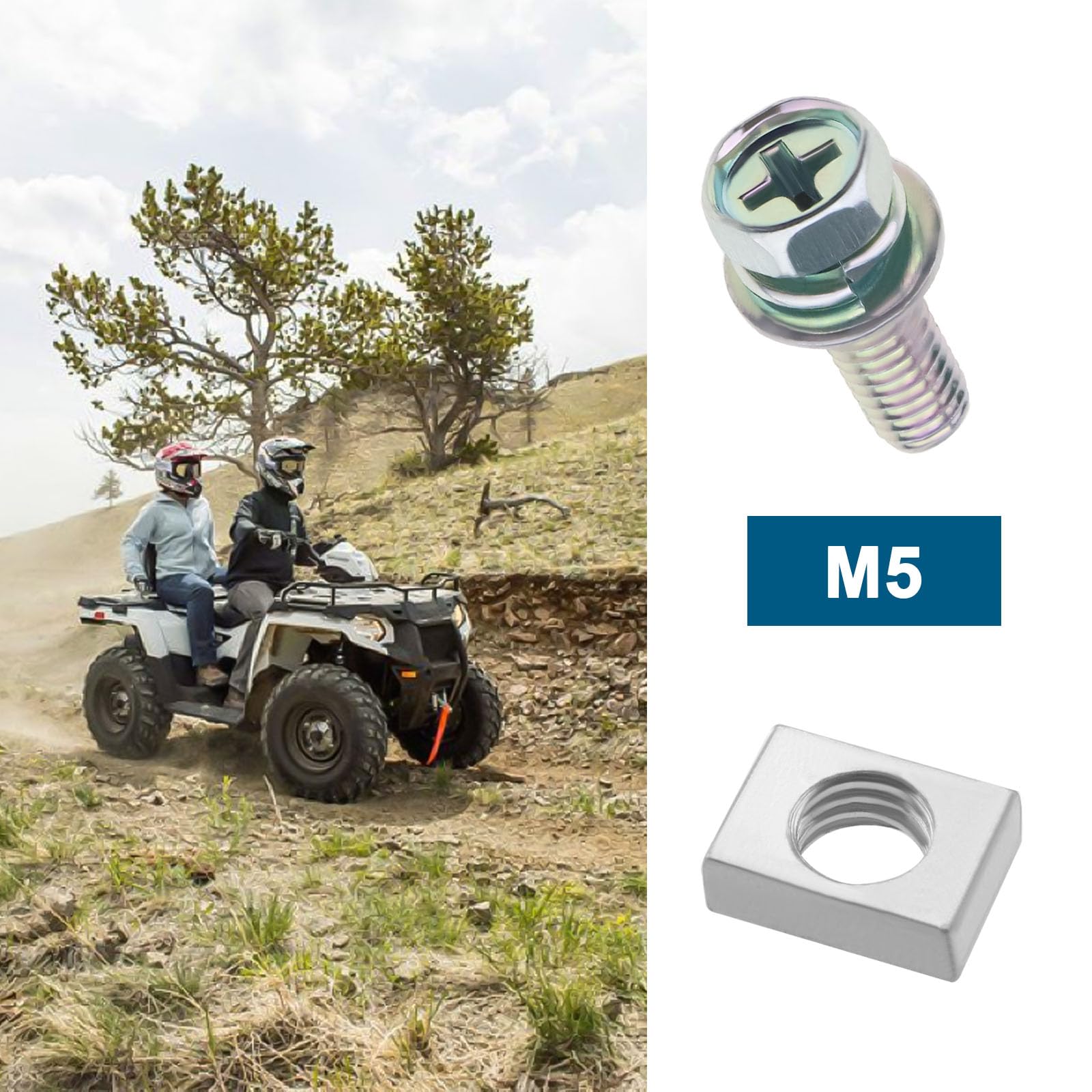 Kit Dadi E Bulloni Terminali Batteria Universale Per ATV Moto Scooter - M5x10mm In Acciaio, Garanzia 1 Anno