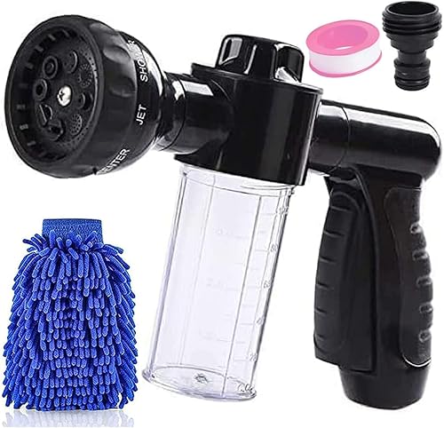Miniatura 17 de Boquilla de manguera de jardín, boquilla de pulverización de manguera ajustable, alta presión, 8 patrones de riego con rociador de jabón de 3.5
