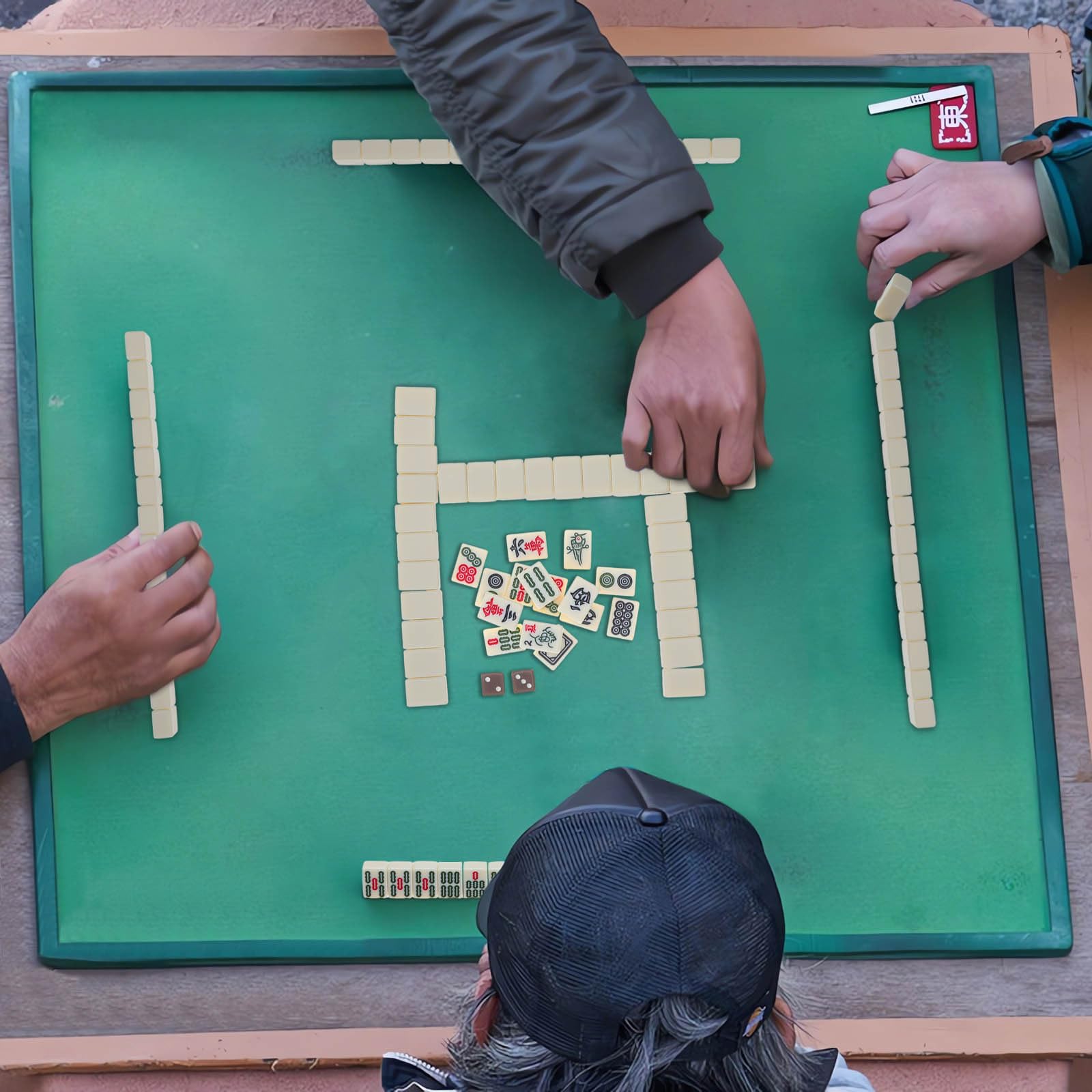 YARNOW 1 Set Tragbares Mini-Mahjong-Set, Komplettes Mahjong-steinset für Reisen Und Partys, Traditionelles Spiel für Unterwegs