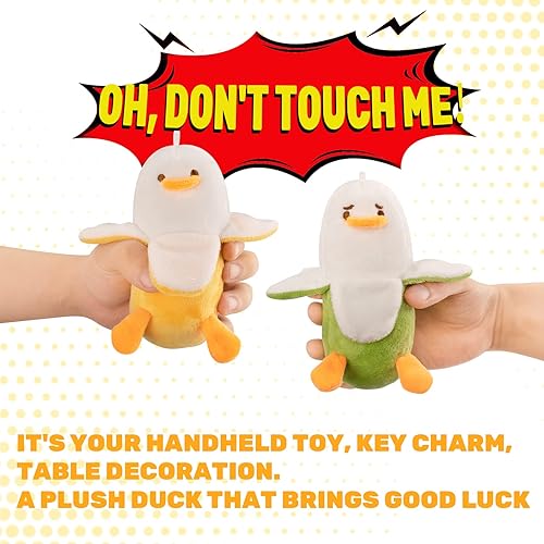 Miniatura 6 de QYA Peluche de pato de plátano de 19.7 pulgadas, lindo animal de peluche, almohada de felpa de pato Kawaii para niñas y niños