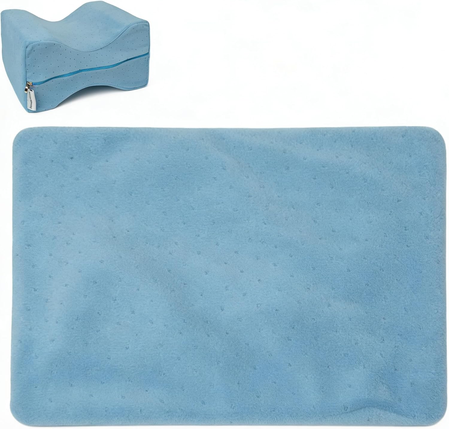 Knee Pillow Cover 10" x 8" x 6", Replacement Leg Pillow Case, Leg Pillow Cover Apply to Memory Foam Knee Pillow Case from （Blue）