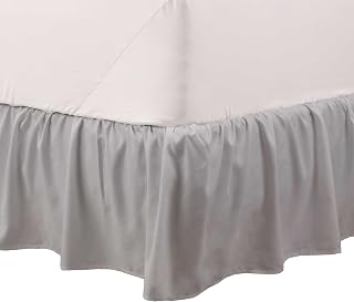Martex Queen-Bettrock mit Rüschen, einfach anzubringen, Mikrofaser, 38,1 cm Länge, Hotelqualität, Grau